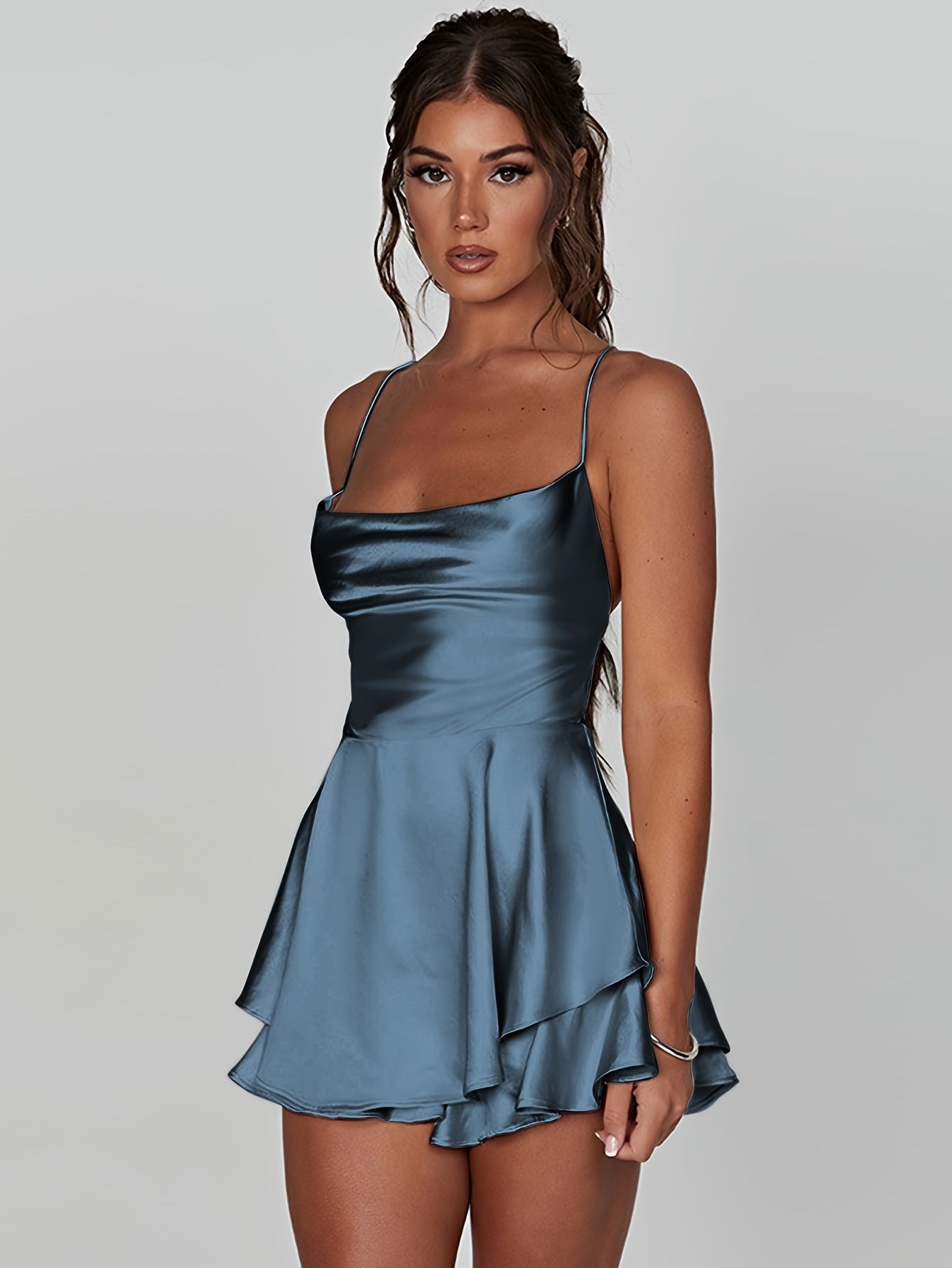 Coquette Spaghettiträger Mini Kleid