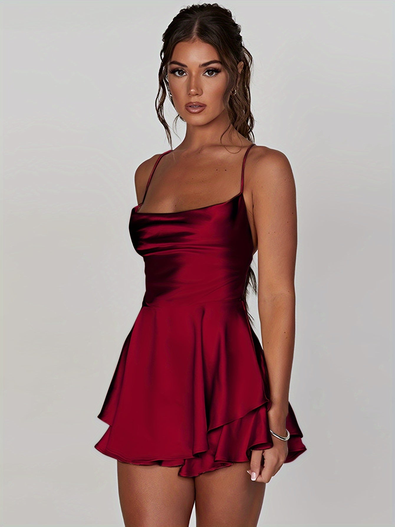 Coquette Spaghettiträger Mini Kleid