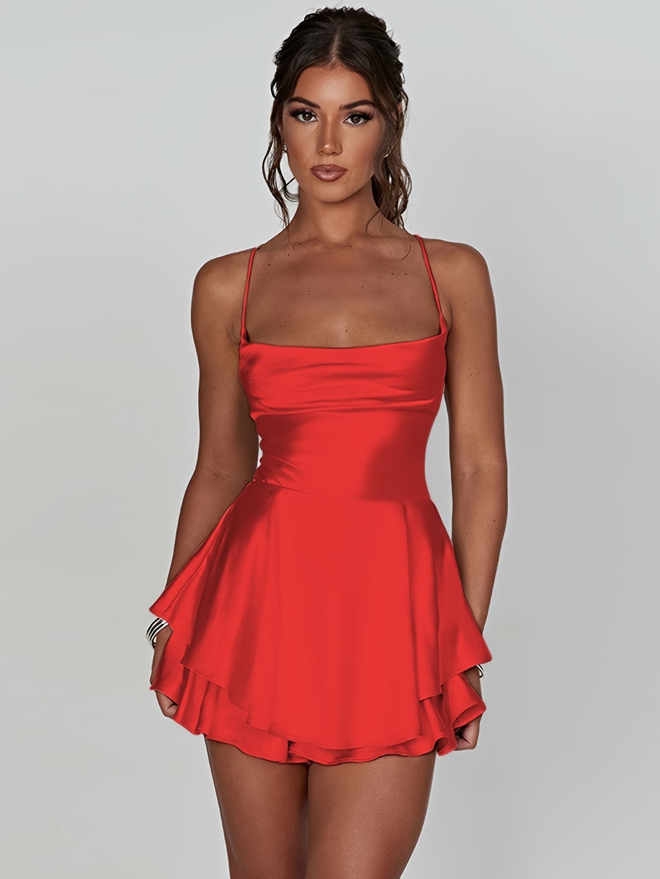 Coquette Spaghettiträger Mini Kleid