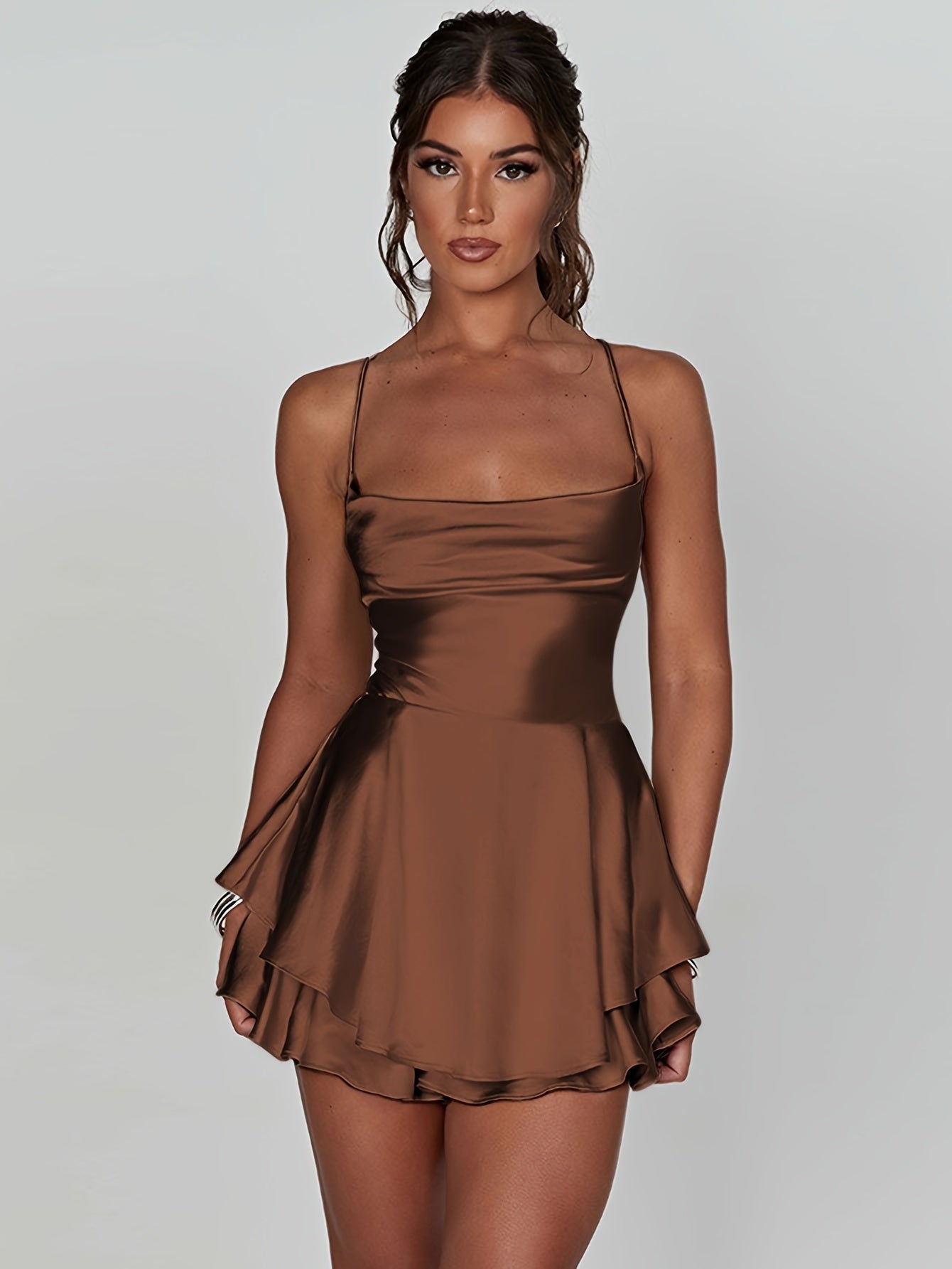 Coquette Spaghettiträger Mini Kleid